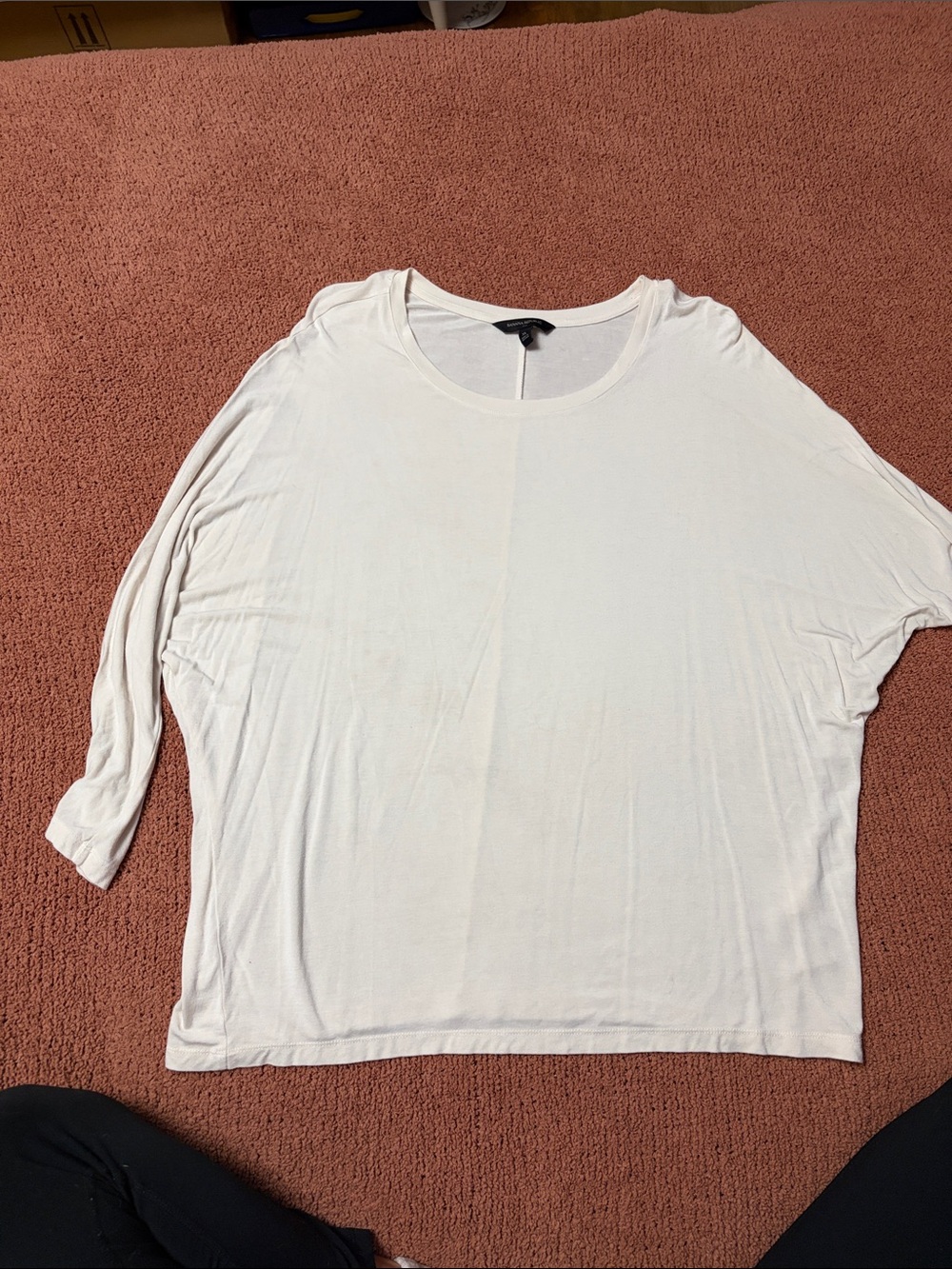 Banana Republic White Scoop Neck Long Sleeve Top - Relaxed Fit